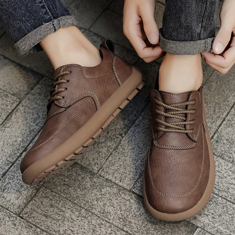 Shoes for Men Male Sneakers Leather Shoes Round Toe Apring and Autumn Wear-resistant Return To The Ancients Loafers All-match