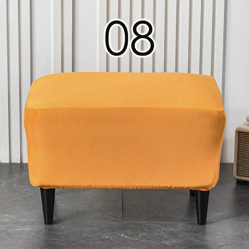 American Style Footstool Cover  Rectangle Elastic Ottoman Cover High Quality Velvet Furniture Protector Footrest Slipcover