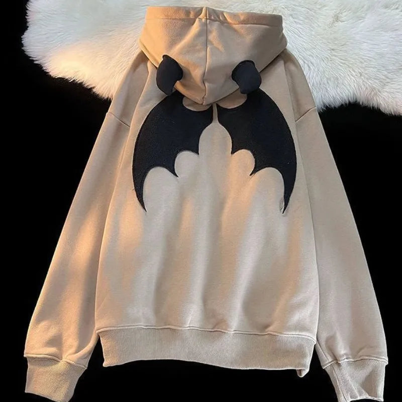 Hoodies Devil Women Men Dark Style Vintage Harajuku Hoody Zip Up Sweatshirt Hip Hop Streetwear Y2k Aesthetic Grunge Cardigan