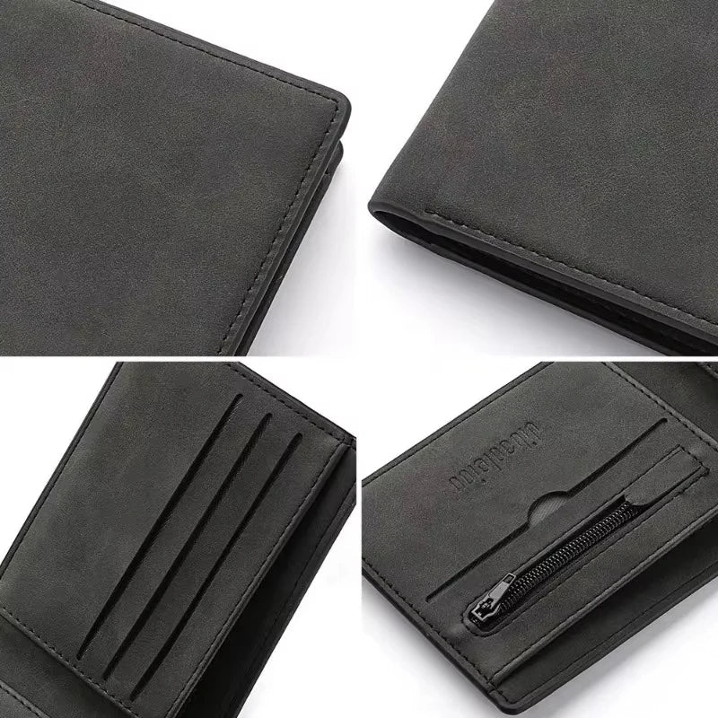 Men's Fashion Wallet For PU Leather Short Purse with Dollar Clip Multi Card Slots Large Capacity Coin Holder Slim Money