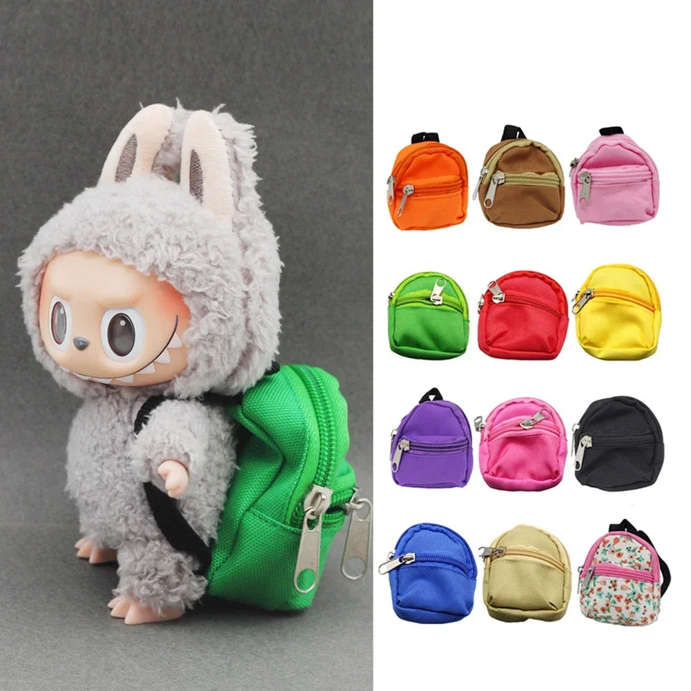 HOT Cute For Labubu Doll Canvas Backpack Simulation Pet Bag for 15/17cm Dolls Cute Doll Accessories