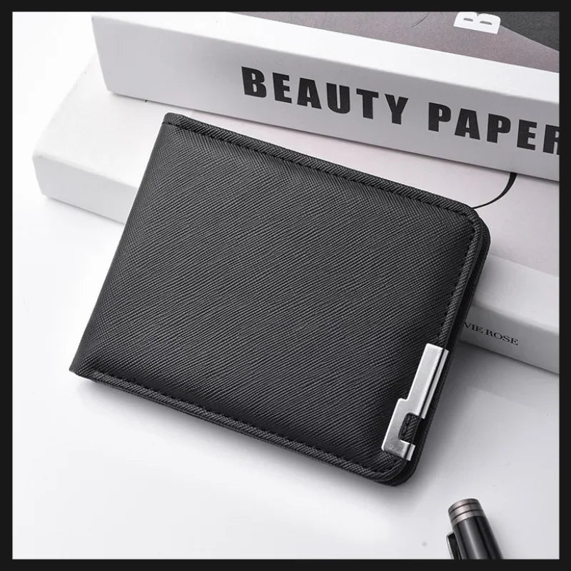 Men's Slim Wallet – PU Leather, Multi-Card Holder with Metal Accent, Lightweight & Stylish for Daily Use