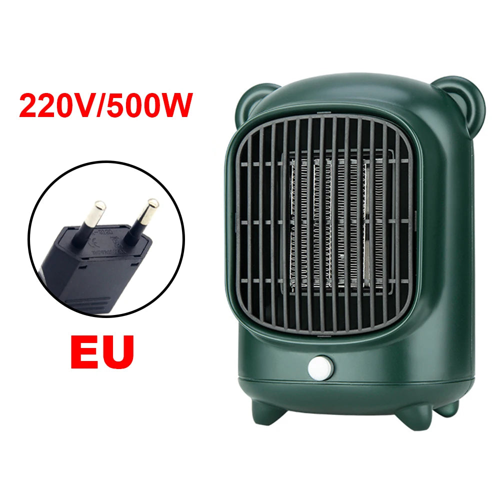Portable Electric PTC Fan 500W/220V Portable Desktop Fan Heater Fast Heating Foot Hand Warmer Room Heater House Warmer Machine
