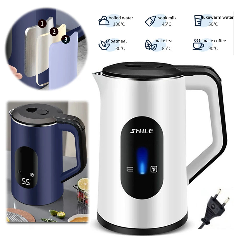 3L Stainless Steel Electric Digital Display Hot Water Boiler 1500W Fast Boil Multifunctional Tea Pot for Making Tea and Coffee