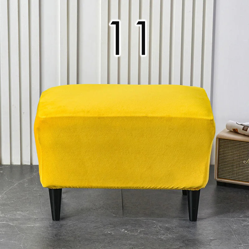 American Style Footstool Cover  Rectangle Elastic Ottoman Cover High Quality Velvet Furniture Protector Footrest Slipcover