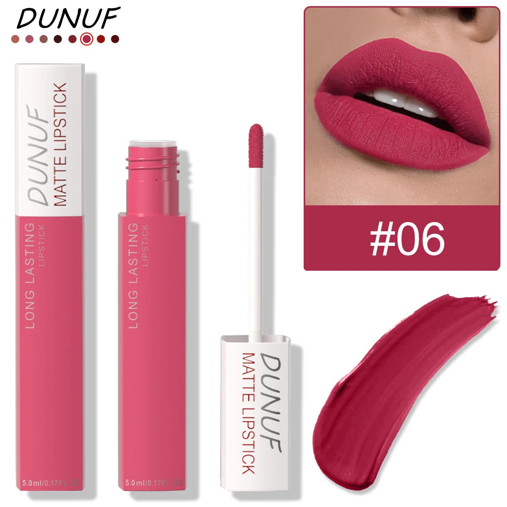 Long-Lasting Lip Gloss 1pcs: Matte Lipstick Non-Stick Cup Waterproof Nude Deep Red Mauve Christmas And Valentine's Day Gifts