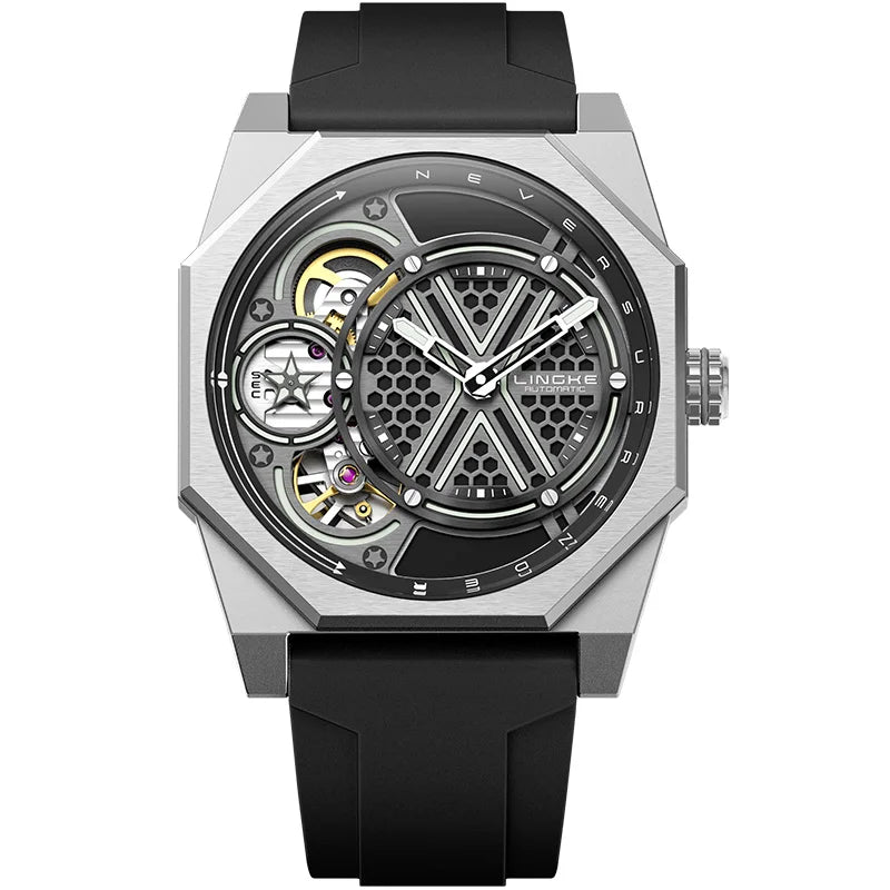 Mens Automatic Mechanical Watch for Man European American Business Leisure Wristwatches Silver Luminous Waterproof Men Watches