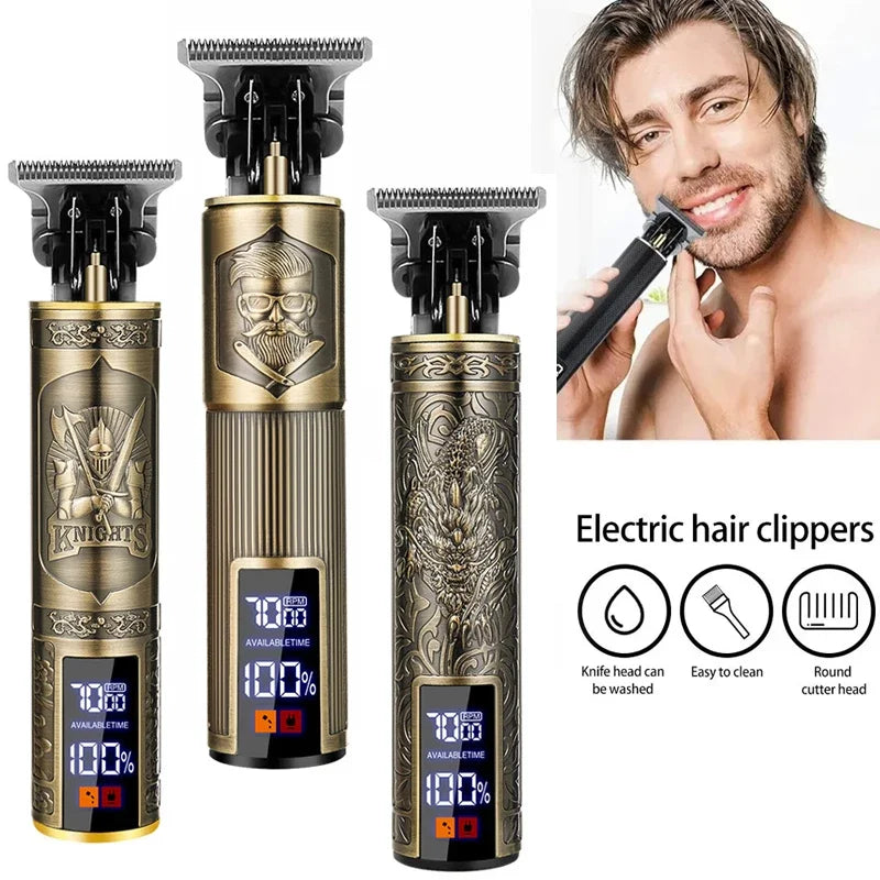Vintage Hair Clipper Cordless Trimmer portable USB Fast Charging Hair Cutting Machine Electric Shaver Barber Professional Barber