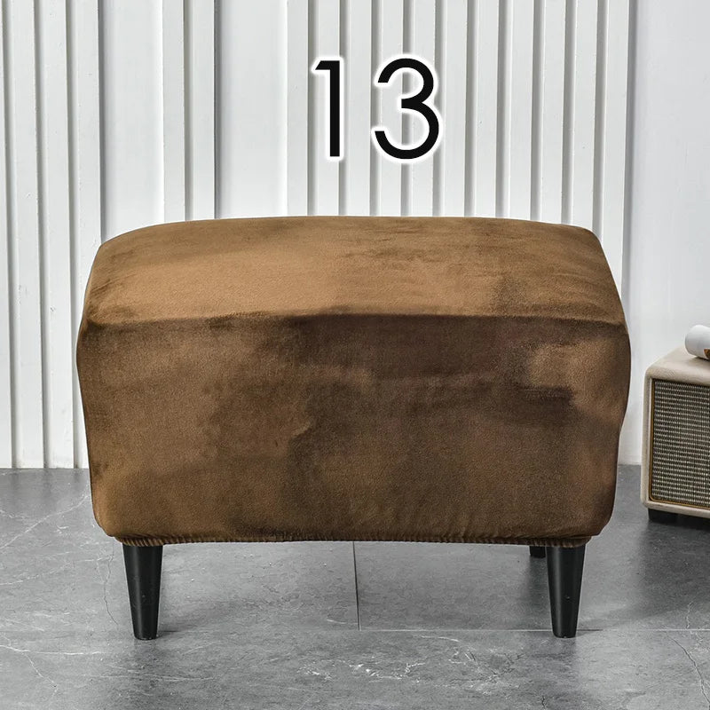 American Style Footstool Cover  Rectangle Elastic Ottoman Cover High Quality Velvet Furniture Protector Footrest Slipcover