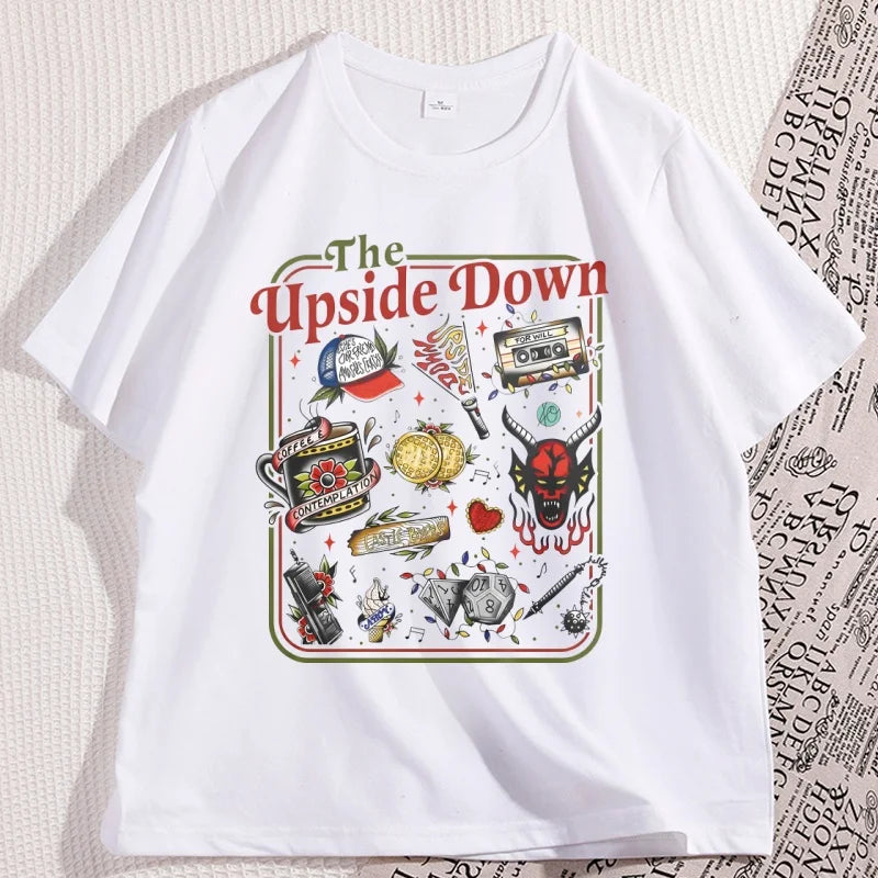 The Upside Down T Shirts for Man Woman Casual Cotton Short Sleeve T-shirt Round Neck Loose and Base Tshirt Graphic Tees