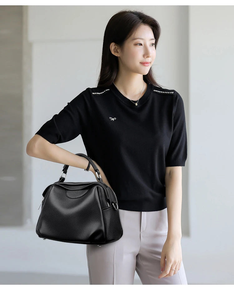 High Quality Soft Leather Tote Bag Fashion Women Shoulder Messenger Bag Large Capacity Wear-resistant Bag Luxury Handbag Sac