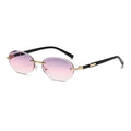 Popular Women Shades Oval Sun Glasses for Female Male Summer Glasses UV400 Rimless Sun Glasses Round Fashion Gafas De Sol Очки