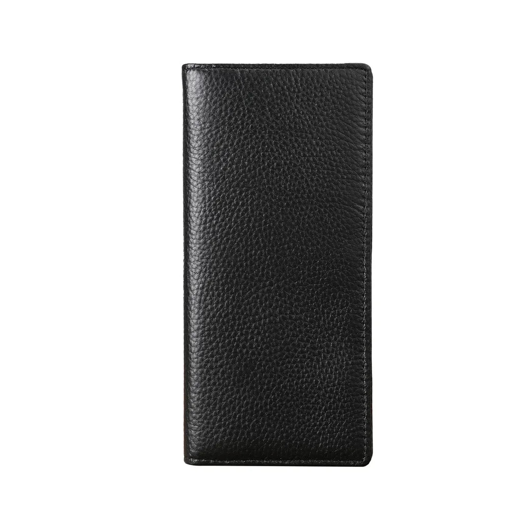 Mens Wallet Slim Genuine Leather Rfid Thin Long Bifold Wallets for Men Checkbook Credit Card Holder Purse with Zipper Coin Pouch