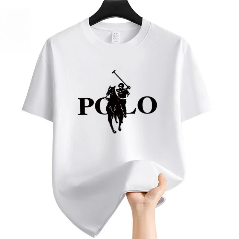 Summer Men's Summer Fashion Brand Clothing  Casual Business Shorts Loose Sleeve Versatile Round Neck T-Shirt  Breathable T-Shirt
