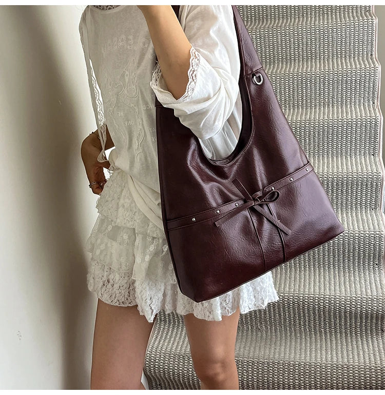PU Large Capacity Hasp Tote Bags Solid Color High Quality Ladies Bags 2025 Hot Sale Light Luxury Commuting Women's Handbags