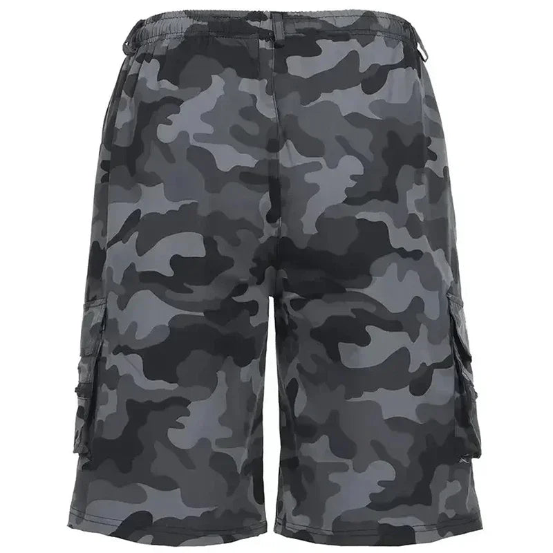 Mens Cargo Shorts Summer Outdoor Camouflage Print Short Pants Multi Pocket Casual Utility Style Big Size Trousers Durable Fabric