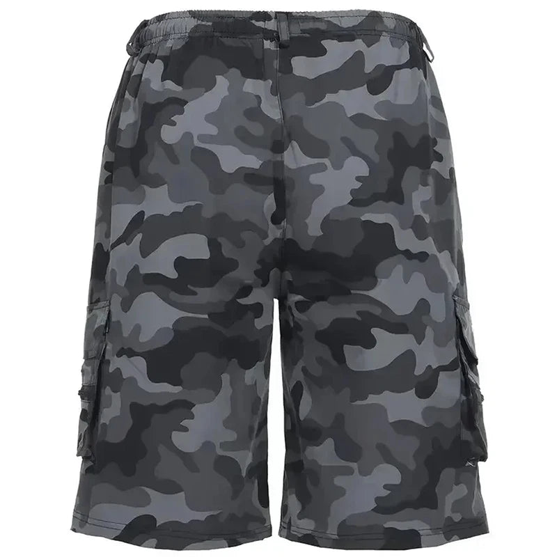 Mens Cargo Shorts Summer Outdoor Camouflage Print Short Pants Multi Pocket Casual Utility Style Big Size Trousers Durable Fabric