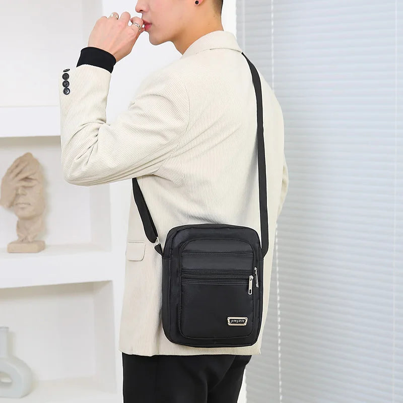 Men's Shoulder Bag Business Leisure Large Capacity Portable Handbag Multi Layer Waterproof Summer Male's Crossbody Bags