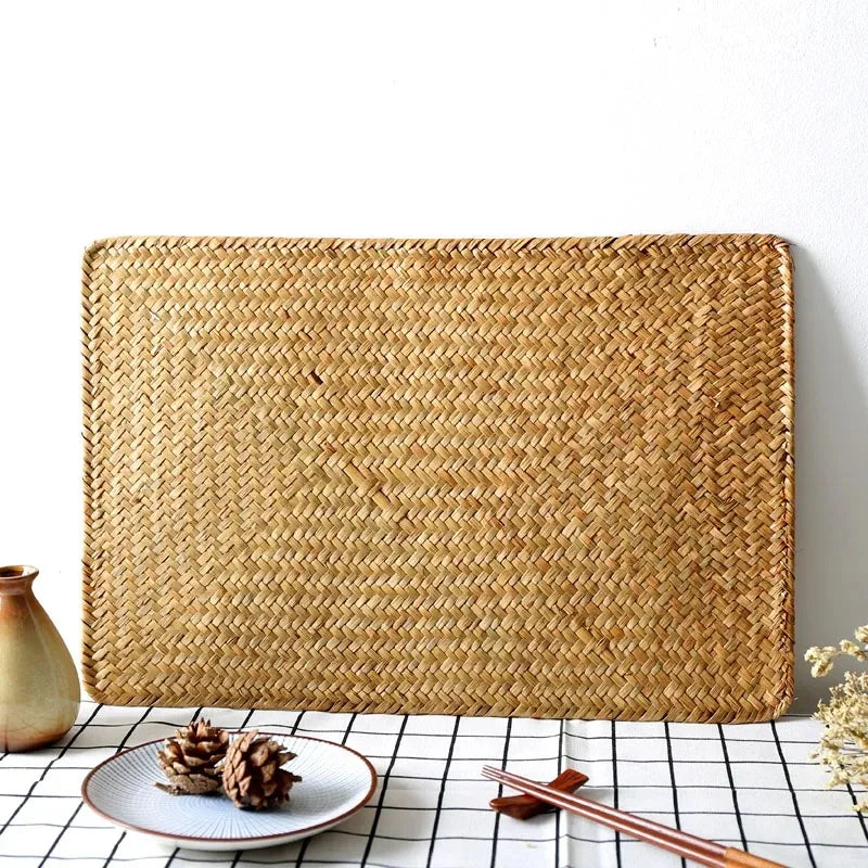 Table Mat Woven Pastoral Plate Mat Coaster Bowl Mat Insulation Pad Western Place Mat European Straw Dining Table Mat Tea Mat