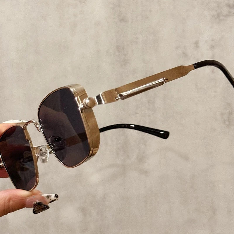 Sun Glasses New Eyeglasses Vintage Steampunk Square Metal Sunglasses Fashionable Versatile Unisex Eyewear Unique Statement Style