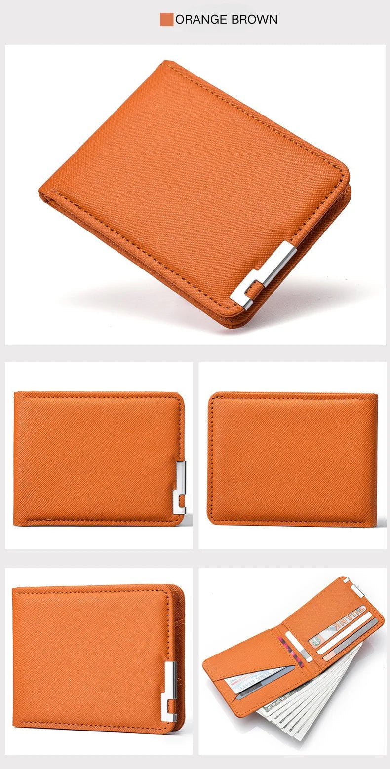 Men's Slim Wallet – PU Leather, Multi-Card Holder with Metal Accent, Lightweight & Stylish for Daily Use