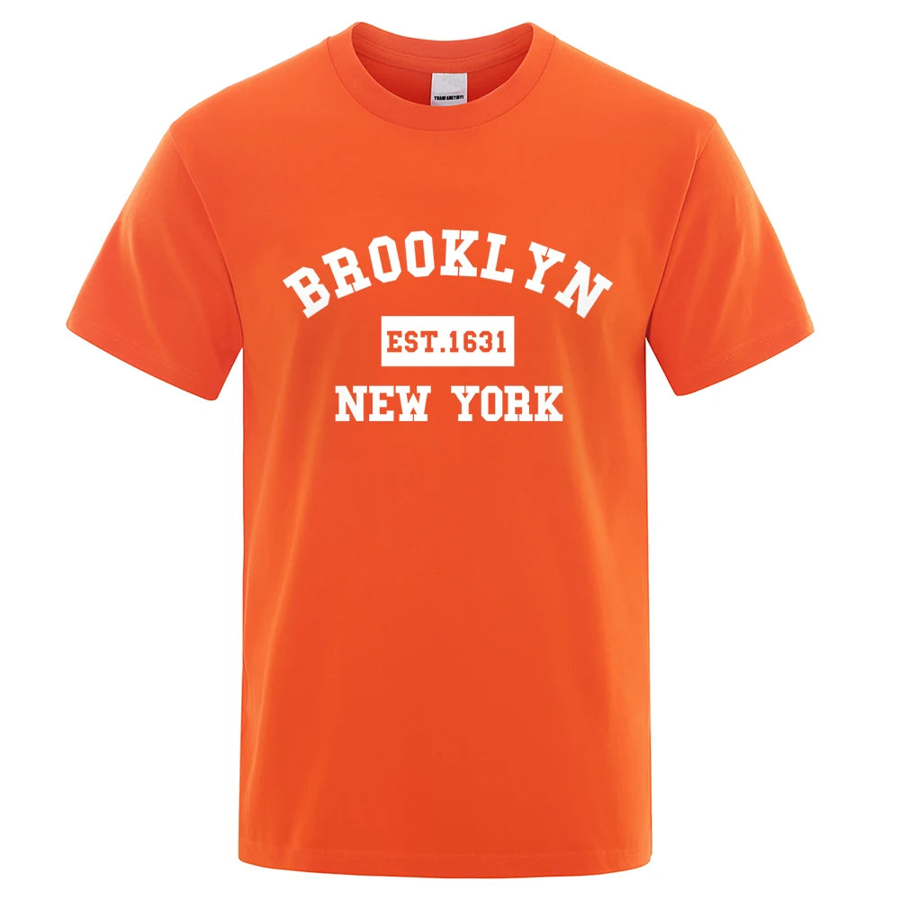 Mens 1631 New York Letter Print T-Shirt  Casual Loose T-Shirts Summer Cotton Tops Fashion Breathable Tee Clothing