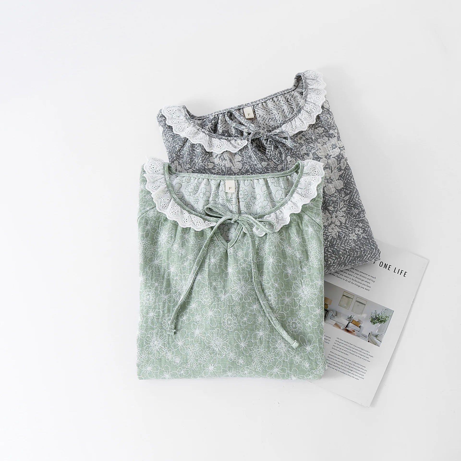 Nightwear Dresses for Women Spring and Summer Cute Sweet Fresh Style Fiber Casual Sleepwear Long Sleeved Night Gown