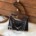 Cool Hot Girls Underarm Bags Purse Retro Punk Style Women Shoulder Handbags Chain Pu Leather Ladies Phone Crossbody Bag