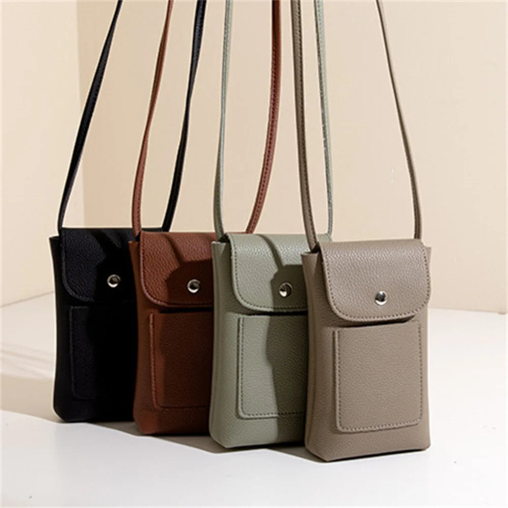 Girl Women Wallet Shoulder Mini Leather Bags Straps Mobile Phone Big Card Holders Wallet Handbag Money Pockets Girls Small Bags