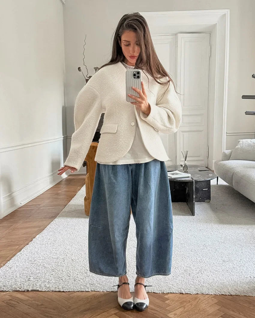White Loose Knitwear Jackets For Women Fashion Elegant High Waist Autumn 2025 Fashion Commute Outwear Luxury Ladies Jackets