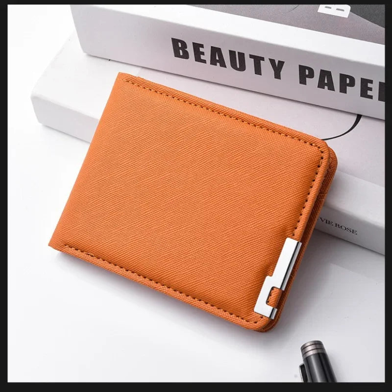 Men's Slim Wallet – PU Leather, Multi-Card Holder with Metal Accent, Lightweight & Stylish for Daily Use