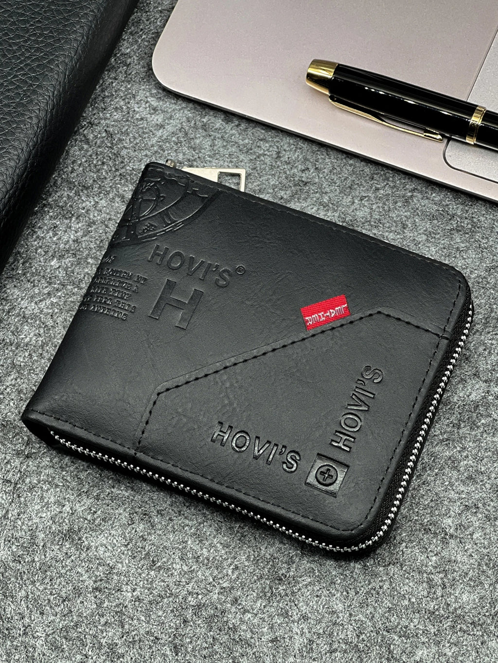Zippered Slim Mens PU Wallet - Compact Size for Coins & Cards - Business Design