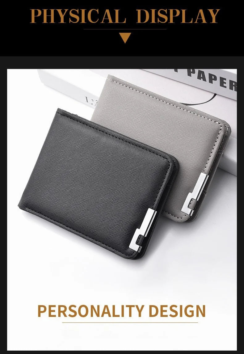 Men's Slim Wallet – PU Leather, Multi-Card Holder with Metal Accent, Lightweight & Stylish for Daily Use