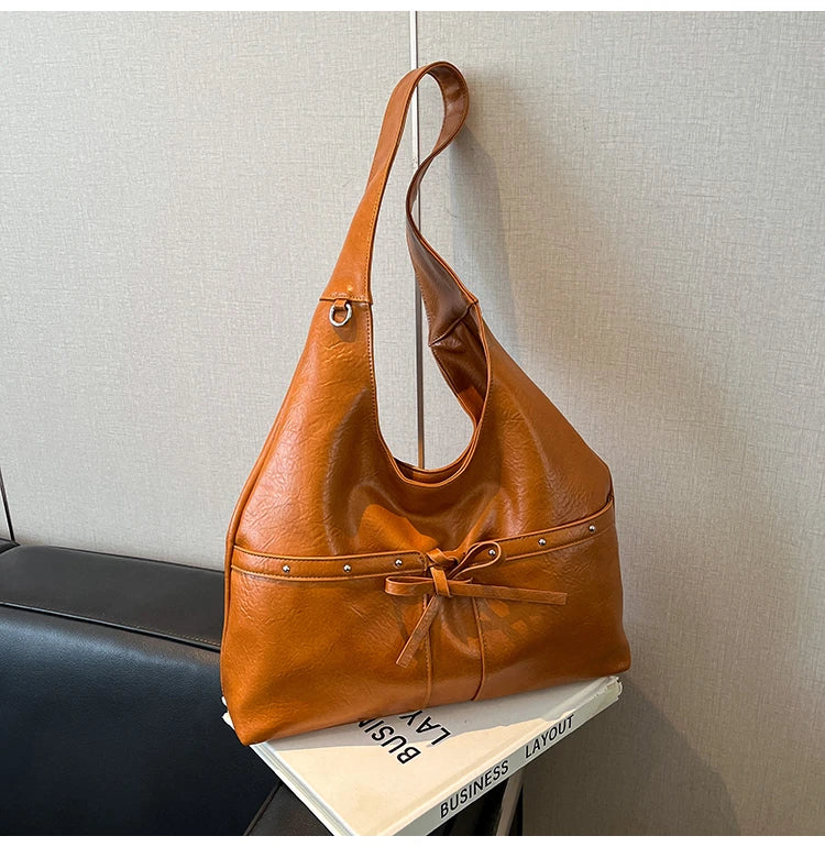 PU Large Capacity Hasp Tote Bags Solid Color High Quality Ladies Bags 2025 Hot Sale Light Luxury Commuting Women's Handbags