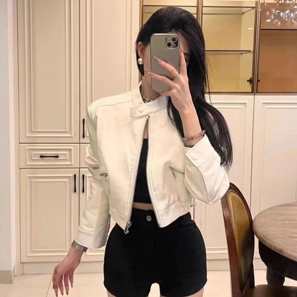 Biker Jackets Womens Jacket For Woman Autumn Armygreen Cargo Style Multi-Pockets Drawstring Camping Utility Hiking Trekking Sexy