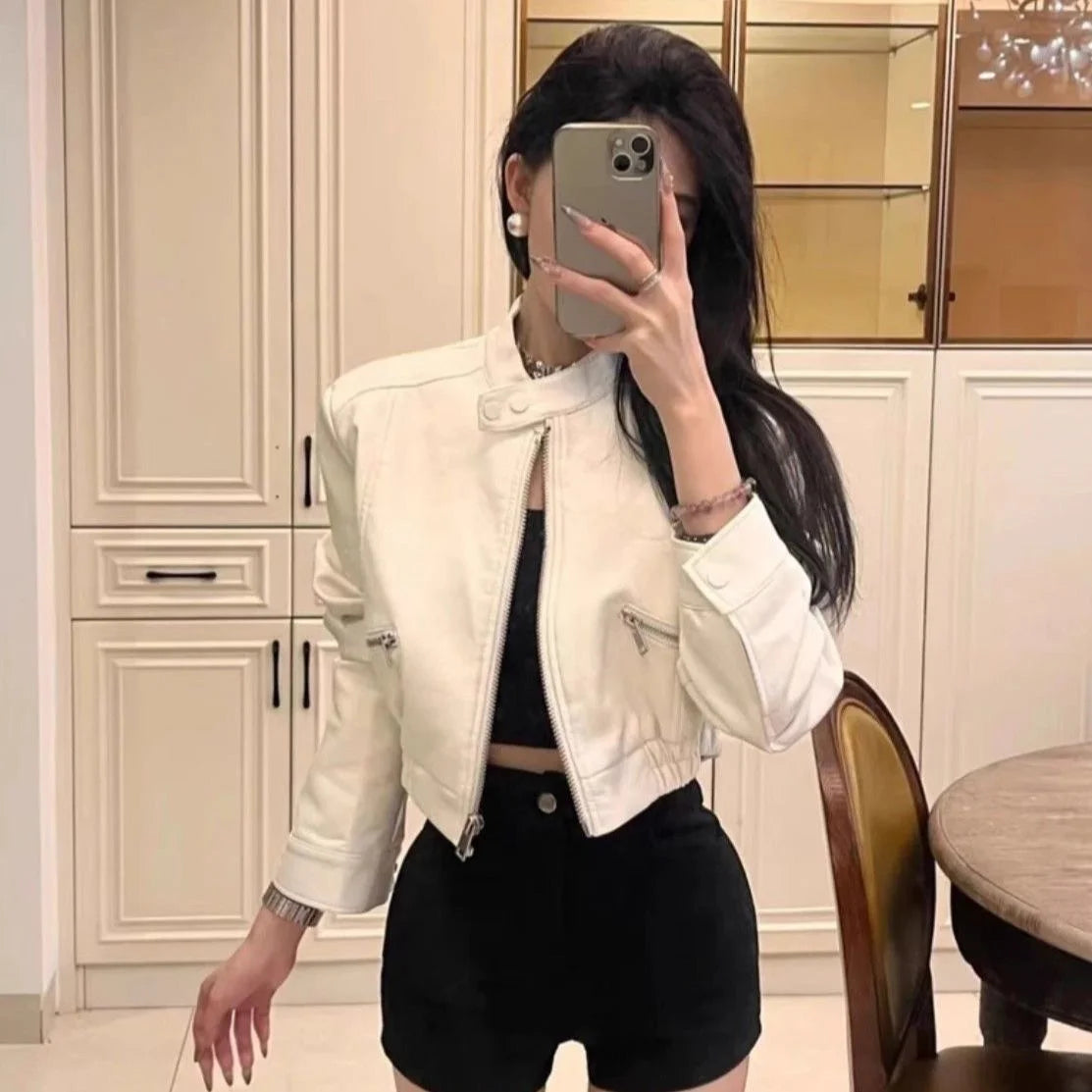 Biker Jackets Womens Jacket For Woman Autumn Armygreen Cargo Style Multi-Pockets Drawstring Camping Utility Hiking Trekking Sexy