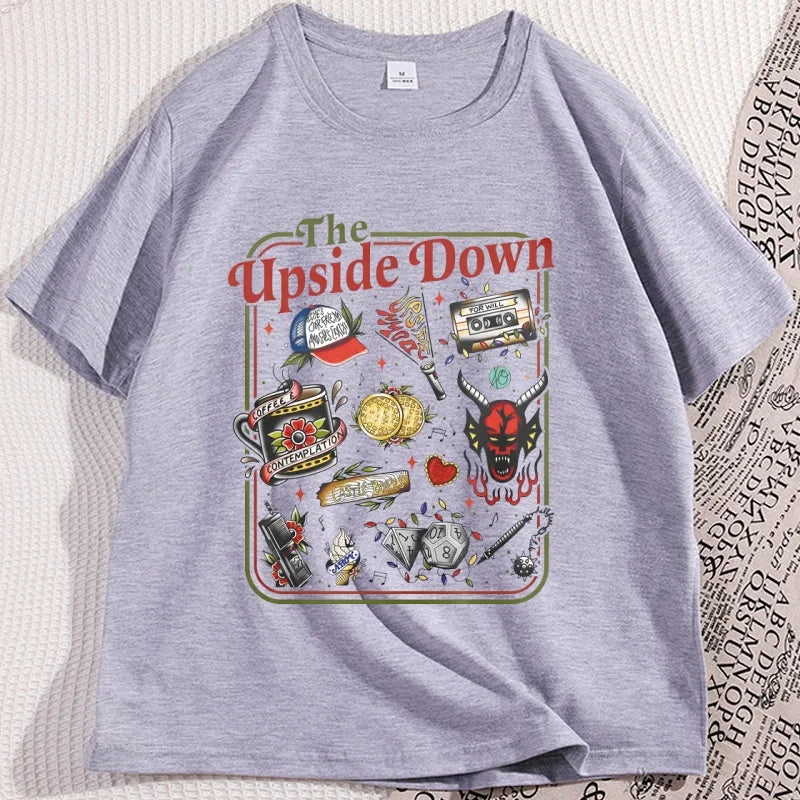 The Upside Down T Shirts for Man Woman Casual Cotton Short Sleeve T-shirt Round Neck Loose and Base Tshirt Graphic Tees