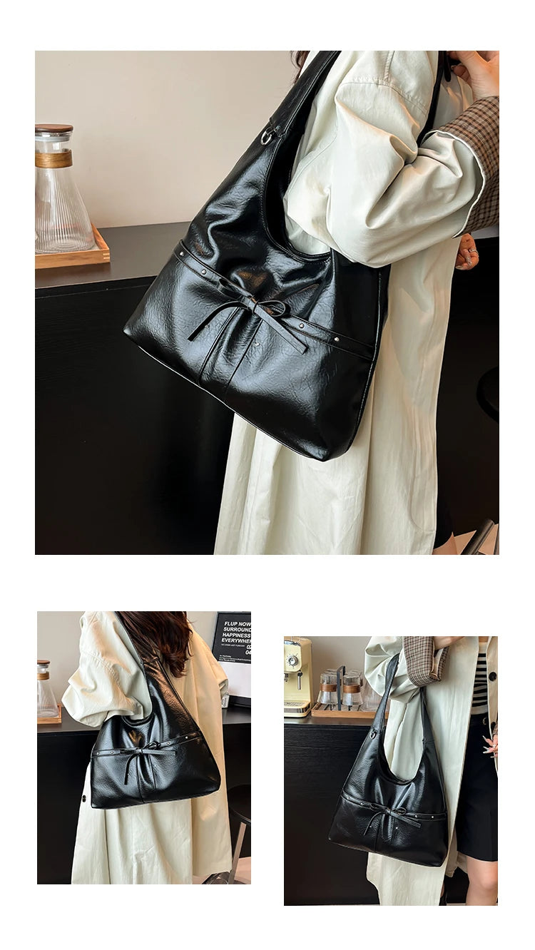PU Large Capacity Hasp Tote Bags Solid Color High Quality Ladies Bags 2025 Hot Sale Light Luxury Commuting Women's Handbags
